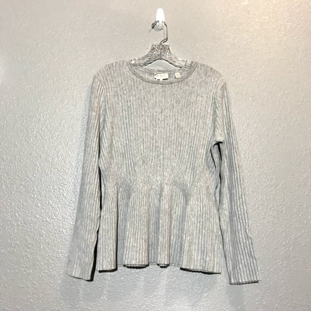 Ted Baker London Rib Peplum Grey Sweater